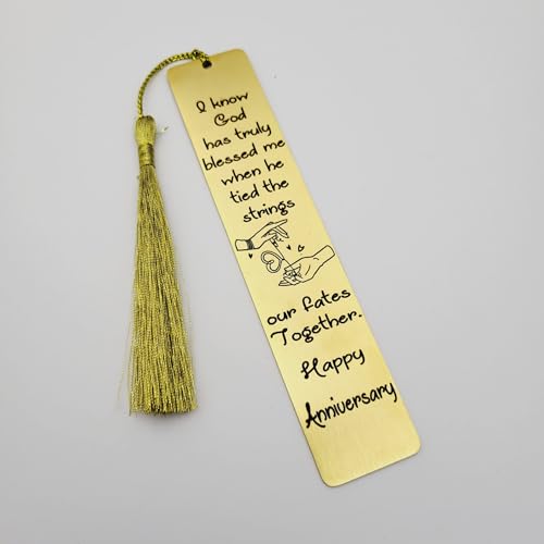 Unique Gift For Anniversary - I know God has truly blessed me when he tied the strings our fates together Bookmarks (Yellow Gold) - color: Yellow Gold