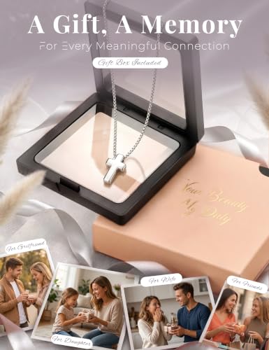 Subiceto Cross Necklace for Women,Small Sterling Silver Cross Pendant - color: Silver-Standard Cross