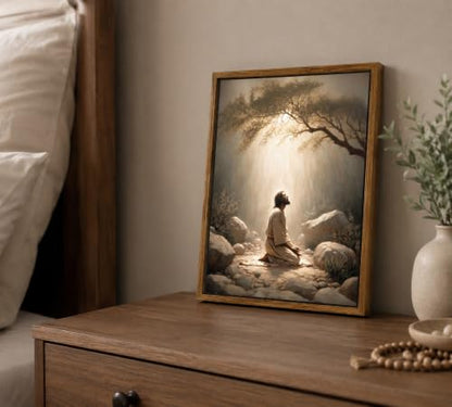 Framed Jesus Prayers Canvas Wall Art, God Divine Mercy Painting, 12x16in - color: Framed Jesus Prayers, size: 12x16in