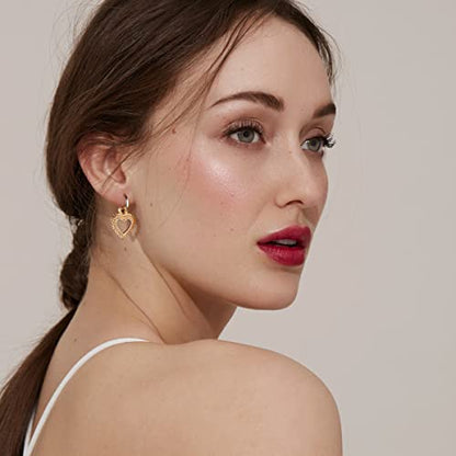 VACRONA Gold Heart Hoop Earrings Huggie Earrings for Women 14k Gold Plated Small Hoops Earrings - color: Spiked Heart
