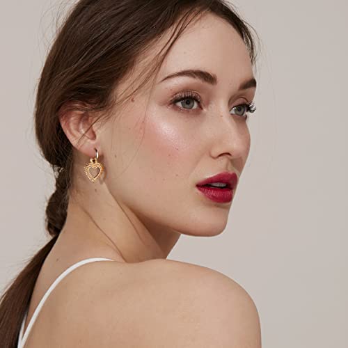 VACRONA Gold Heart Hoop Earrings Huggie Earrings for Women 14k Gold Plated Small Hoops Earrings - color: Spiked Heart