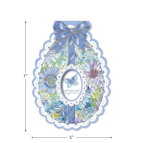 Current Deluxe Die Cut Easter Egg Value Greeting Card Set - Value Pack of 8 Cards for Kids & Adults With White Envelopes, 4 Design Prints, Large 5" x 7" Greetings - color: Die-cut Egg