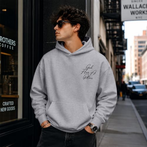 Christian God Hoodie for Men Jesus Faith Religious Bible Verse Hoodies Inspirational Graphic Fleece Sweatshirt - color: Light Gray, size: XX-Large
