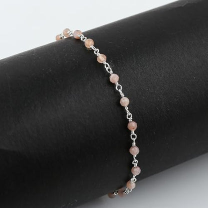 Genuine Multi Gemstone Rosary Beads Cluster Bolo Bracelet