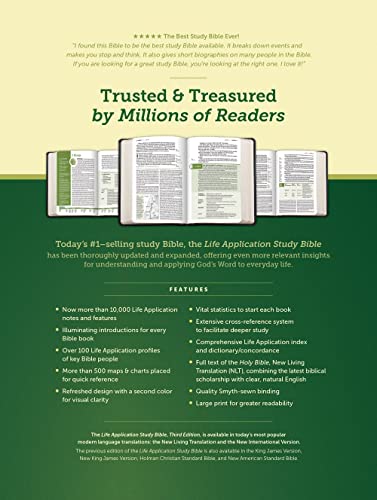 NLT Life Application Study Bible, Third Edition, Large Print (Genuine Leather, Brown, Indexed, Red Letter)