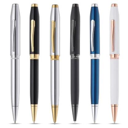 Cross Foundry Polished Chrome Gold Ballpoint Pen, Medium Point, Black Ink - color: Polished Chrome with gold