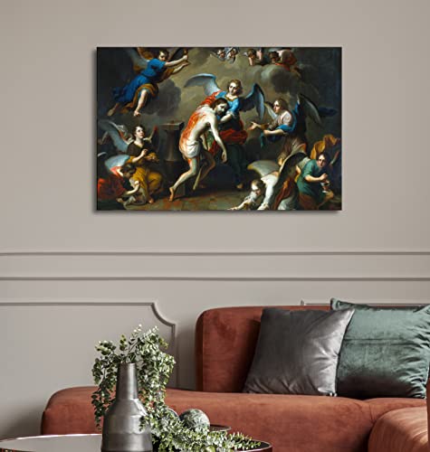 Canvas Print Wall Art - Christ Consoled by The Angels by Juan Patricio Morlete Ruiz - 18x12 inches - color: Christ Consoled By the Angels, size: 18"L x 12"W