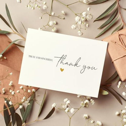 Thank You Cards with Envelopes Bulk Pack of 40 - Gold Foil Design - color: Gold Foil - Script