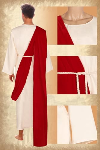 Men Christ Costume Adult Ancient Greek Robe Biblical Saint Cloak Scarf Rope - size: X-Large