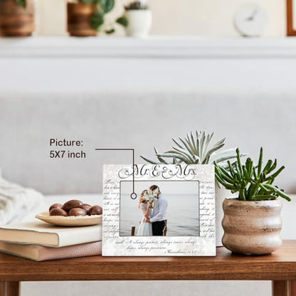 Wedding Frame Bridal Shower Gifts Just Married Picture Frame, Mr and Mrs Sign Wedding Gifts for Couples 2026 Newlyweds Couples Bride and Groom 5x7 inch - color: wedding