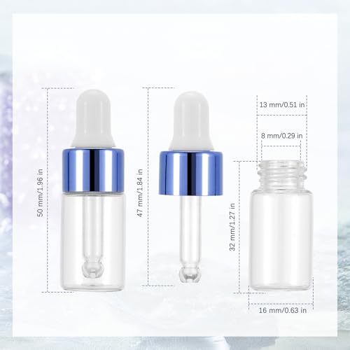Kesell 3ml Mini Glass Dropper Bottles for Essential Oils, 15Pack - color: Blue