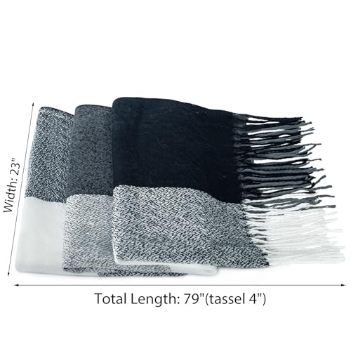 Loritta Winter Scarf for Women, Long Plaid Shawl Wraps Scarves Gifts - color: Q-dark Grey White Lattice