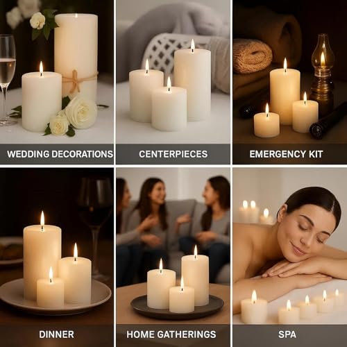 12 Pack Unscented Pillar Candles, 2x4 Inch Classic Ivory White, 30-Hour Burning Smokeless Candles for Wedding Decorations, Centerpieces, Emergency Kit, Dinner, Home Gatherings & SPA - size: 2x4 inch