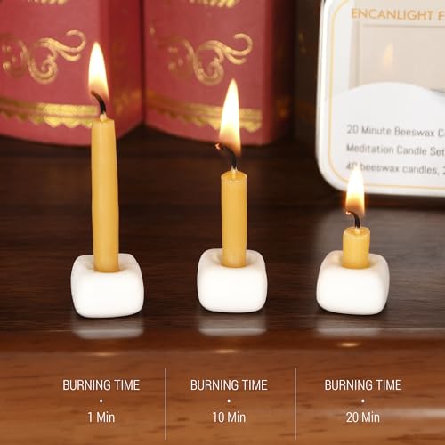 Meditation Beeswax Candles 90Pcs, 20 Minute Mini Candles Set, 2.6 Inch Small Bees Wax Taper Candles - Smokeless, Dripless and Non-Toxic for Home, Women Gifts, Yoga-Yellow - color: Raw, size: 90