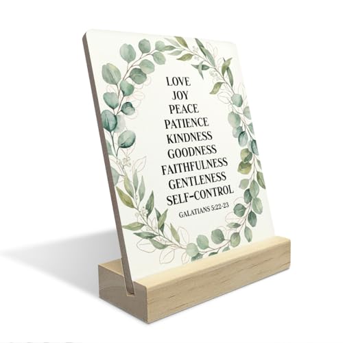 Fruit Of The Spirit Decor,Christian Desk Decor，Faith Based Gifts for Women,Inspirational Wooden Plaque Sign Bible Verse Decoration for Home Office Shelf Decor - color: Love Joy Peace Patience Kindness Goodness Faithfulness Gentleness Self-Control Galatian