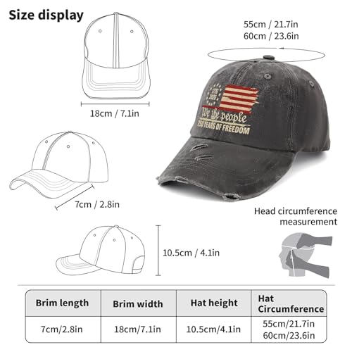 U.S. 250th Anniversary 250 Years Freedoms 1776-2026 Baseball Hats Funny - color: U.s. 250th Anniversary 250 Years Freedoms 1776-20262