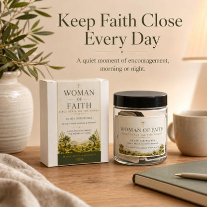 Bible Verse Jar for Women, 60 KJV Scripture Cards, Christian Gift - color: Woman of faith