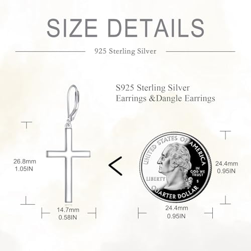 VONALA Cross Leverback Earrings for Women S925 Sterling Silver Philippians 4:13 I Can Do All Things Cross Earrings for Men