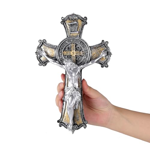 Taprion Crucifix Wall Cross - Saint Benedict Resin Wall Art - 10 Inch