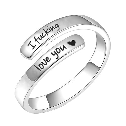 Faith Over Fear Cross Inspirational Rings for Women Daughter, Christian Blessed Hope Love Encouragement Rings Adjustable Open Tiny Purity Wrap Thumb Cross Ring Jewelry Graduation Cocktail Party - color: I fcking love you