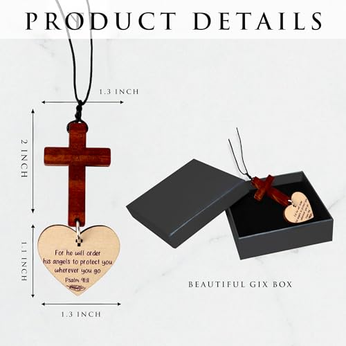 Cross Bible Verse Car Rearview Hanging Ornament, Cross for Car Decor Mirror Hanging, Rear View Mirror Accessories, Christian Gifts for Men, Women, Religious Gifts (Psalm 91:11) - color: Psalm 91:11