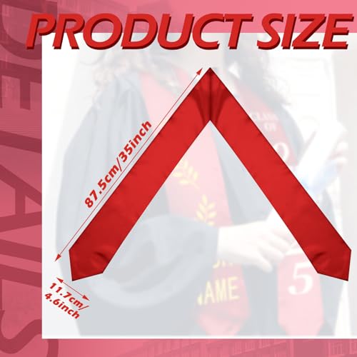 Geyoga 24 Pcs Graduation Stole Bulk Sublimation Blank 70 in - color: Red