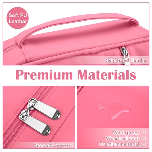 Small Bible Cover Case for Women and Men, 9x6 PU Leather Bible Sleeve, Compact Travel Bible Carrier Bag with Front Pen Holders, Zipper Closure, Inner Pockets - Hot Pink - color: Hot Pink, size: 9''x6.5''