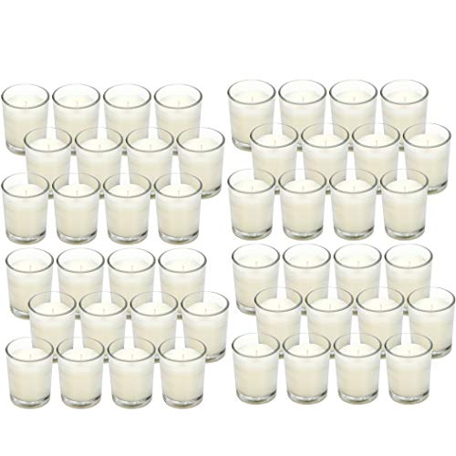 48-Pack Clear Glass Votive Candles – 10–12 Hour Long Burn, Unscented, Ivory, Bulk Set for Weddings, Events & Table Centerpieces – Hosley - color: Ivory, size: 48 Pack