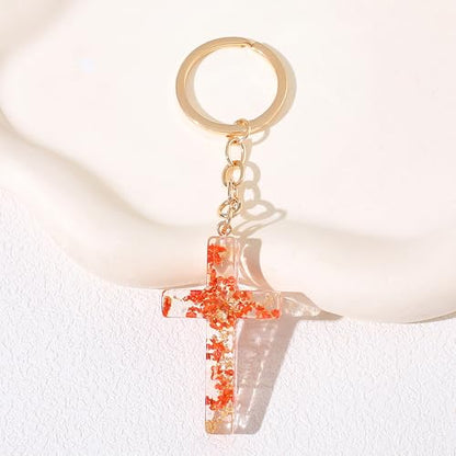 Cross Keychain Christian Jesus Keychain for Women, Resin Key chain for Bag Charm Car Accessories Women Men Gifts - color: 001