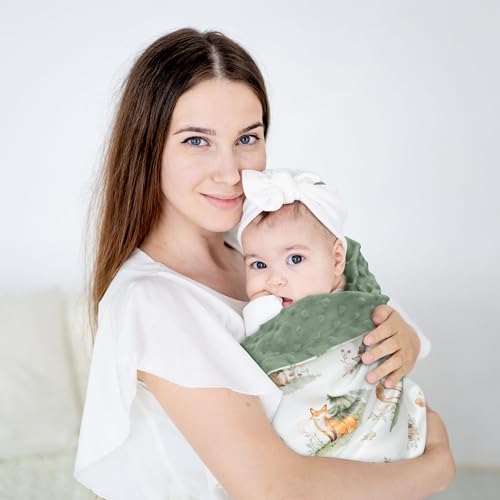 Fleece Baby Blankets for Girls & Boys, Infant Toddler Blanket - color: Sage Green Jungle Animals