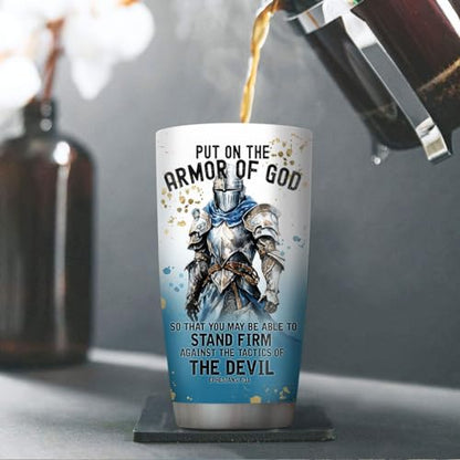 Jesuspirit Christian Gifts for Men, Women - Fathers Day, Pastor Appreciation Religious Gift - Christian Coffee Mug - Armor Of God Stainless Steel Tumbler (Armor Of God Men, 20OZ)