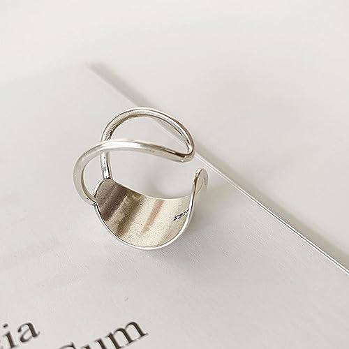 Handmade Rings 925 Sterling Silver Band Ring Adjustable Open Knuckle Rings Thumb Ring Statement Rings for Women Minimalist Jewelry - color: Pattern 1