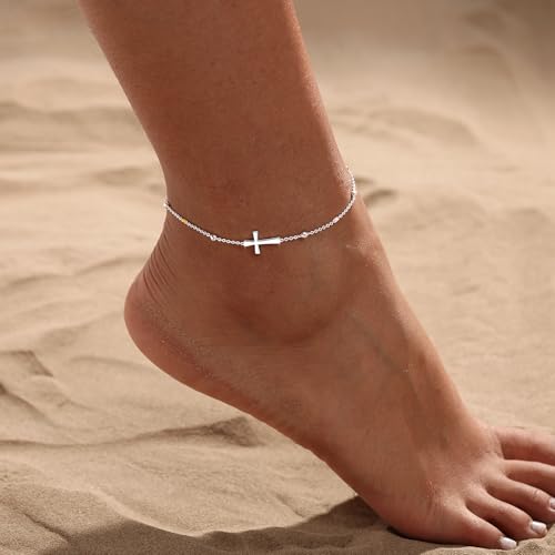 Ankle Bracelets for Women Waterproof Non Tarnish Anklet - style: Cross-SL