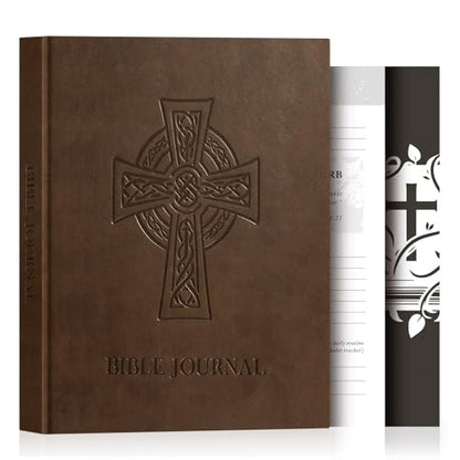 Lanpn Christian Bible Prayer Journal for Men, 91 Days Daily Devotional Journals, Bible Study Notebook with Scripture Verse for Church Pray Notes, Religious Faith Gifts, Brown Leather Hardcover - color: Brown