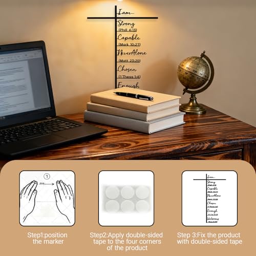 Metal Cross Wall Art with Inspiring Bible Verse - "I Am Strong, Powerful, Never Alone..." Christian Rustic Home Decor, Farmhouse Jesus Wall Art for Living Room, Unique Easter Christmas Gift (12"x8")