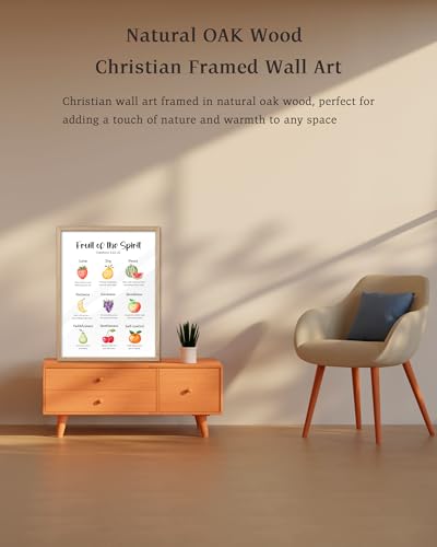 KensTro 12x16 Oak Framed Fruit of the Spirit Scripture Wall Art - color: Fruit Spirit-Framed, size: 16"L x 12"W