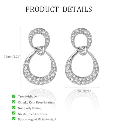 18K Gold Plated Hoop Earrings for Women, NICKEL-FREE & HYPOALLERGENIC, Timeless Jewelry Gift - color: Silver