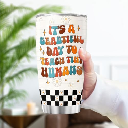 Teacher Appreciation Gift for Women, Inspire Teach Love Be Kind Design 20oz Stainless Steel Insulated Tumbler, Retro Floral Cup for Coffee Tea Water, Cute Back to School Travel Mug - color: Teacher Life W6