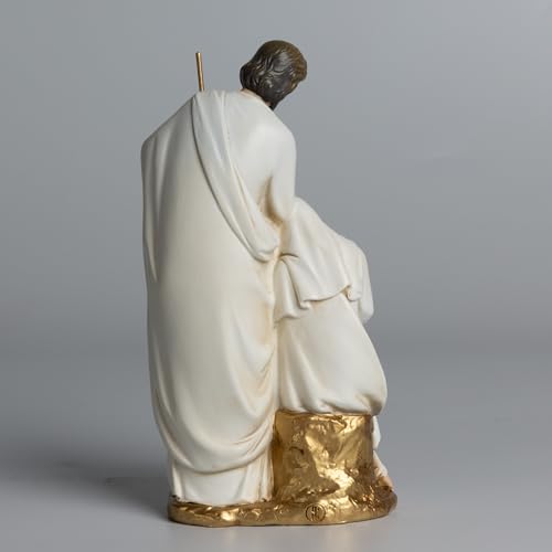 BC Catholic Holy Family Statue 6" H Sagrada Familia Mini Nativity Figurine - color: Gold & White, size: 6 inches H