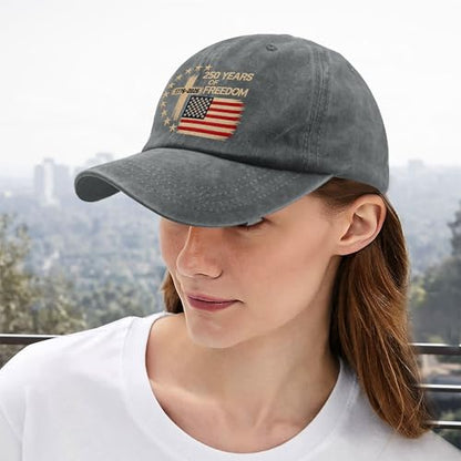 US 250 Years Freedoms 1776-2026 250th Birthday Embroidered Hats Garde Cap for Him - color: Us 250 Years Freedoms 1776-2026 250th Birthdaypigment Gray2