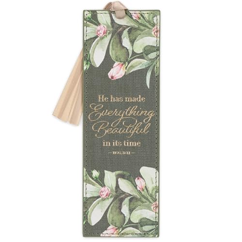 Christian Art Gifts Faux Leather Bookmark for Women: Everything Beautiful - color: Forest Green/Everything Beautiful