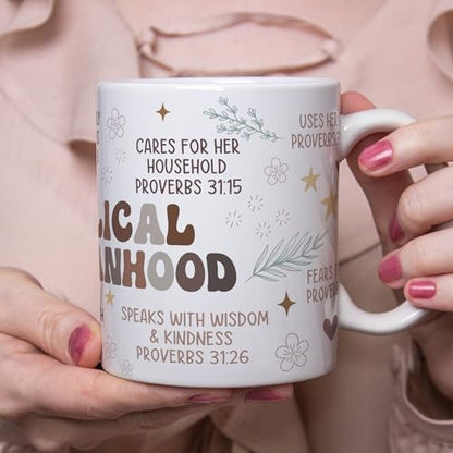 Christian Coffee Mugs for Women with Bible Verse, Biblical Womenhood Christian Inspirational Mug for Women, Religious Coffee Mugs, Scripture Tea Bible Cup Gift for Mom, Grandma, Wife, Sister - color: White