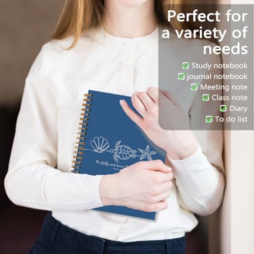 Turtle Bible Journal Notebooks, Seashell Bible Notebook Journals, Church Notes Notebook, Journaling Notebooks for Women, Christian Gifts for Women, Navy Blue Spiral Notebooks 5.5x8.3 - color: Coastal