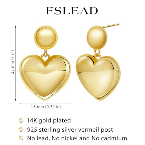 14K Gold Earring Cross Waterdrop Butterfly Heart Knot Earrings for Women Gold Silver Cross Leverback Drop Gold Silver Teardrop Hoop Dangle Earring White Gold Dangle Drop Earring - color: Gold- Heart Dangle Earring