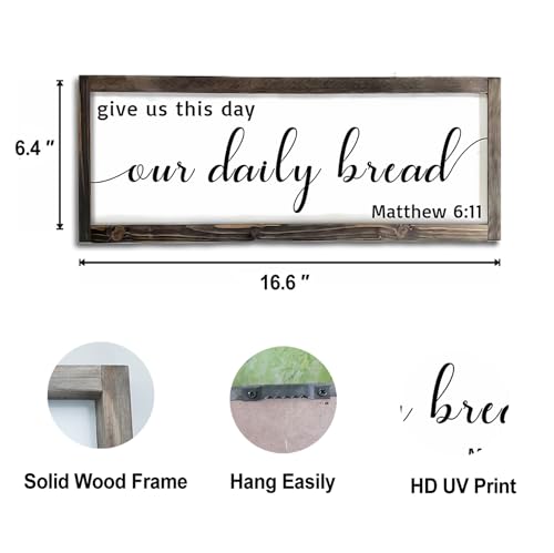 Dazingart Farmhouse Dining Room Wall Decor, Give Us This Day Our Daily Bread, Rustic Wooden Prayer Sign Ktchen Wall Sign Decor, God Scripture Wall Hanging Art, Bible Verse Quotes Plaque (Matthew)
