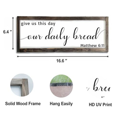 Dazingart Farmhouse Dining Room Wall Decor, Give Us This Day Our Daily Bread, Rustic Wooden Prayer Sign Ktchen Wall Sign Decor, God Scripture Wall Hanging Art, Bible Verse Quotes Plaque (Matthew)