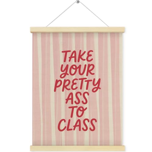 QEJ Funny Pink Striped Wall Art Hanger Frame Poster for Girls Bedroom College Dorm 12x16 Inch - color: Class