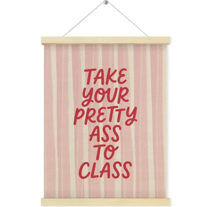 QEJ Funny Pink Striped Wall Art Hanger Frame Poster for Girls Bedroom College Dorm 12x16 Inch - color: Class