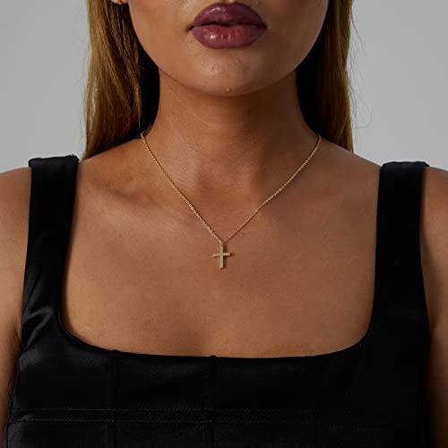 VIROMY Gold Cross Necklace for Women 14K Gold Plated Cute Sidways Cross Pendant Choker Necklaces Simple Trendy Everyday Jewelry for Women - style: Cross Pendant-43CM-Gold