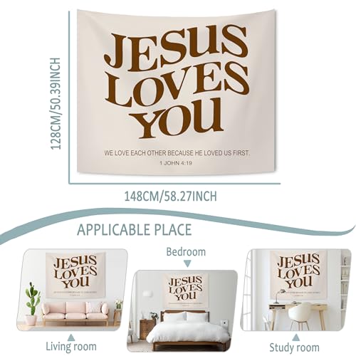 KAIOUS Jesus Loves You Christian Wall Hanging Tapestry, 50x58 - color: Jesus Loves You, size: 58"L x 50"W